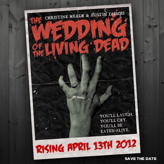 Vintage Zombie Movie Poster Wedding Program / Save the Date - Printable