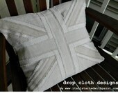 Union Jack Drop Cloth Pillow - 8 x 8 Ring Bearer Pillow