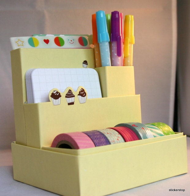PINK Cute desk organizer for supplies, washi tapes, pens, and more