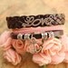 Port of love,retro silver love letters and anchor bracelet,yellow braid leather bracelet,brown leather chain---B094