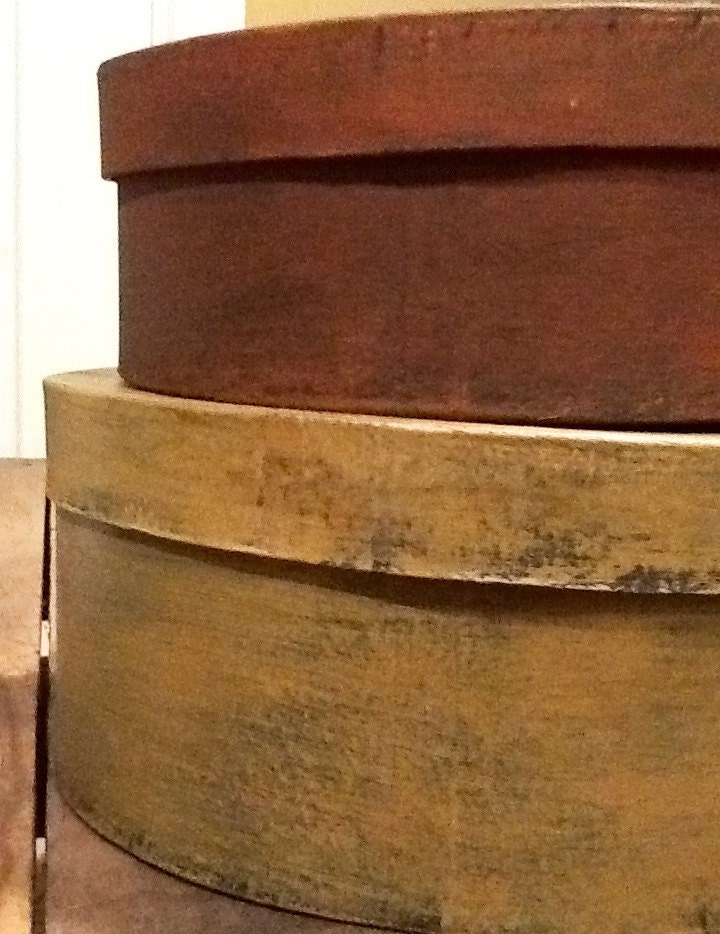Primitive painted Oval Stacking boxes