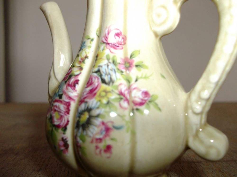 SHOP ON VACATION  till July 5  Old Vintage Italian  Porcelain Pitcher  Capo Di Monte  Houseware  Home decor