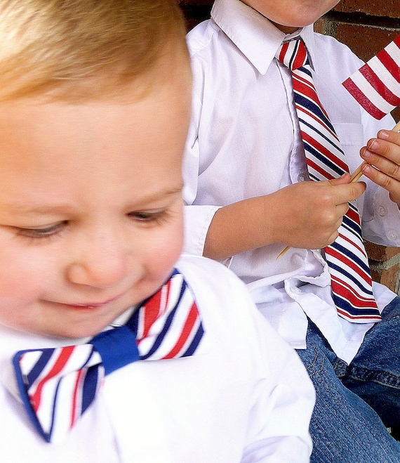 Patriotic, Neck Tie for Toddler and Baby (Red, white & blue striped) Adjustable Neck Band