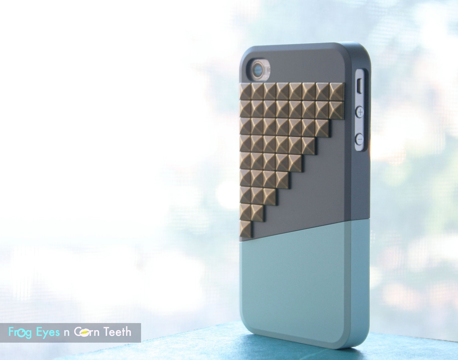 iPhone 4 case - Color Block Stud - Mud Deep / Bronze studs