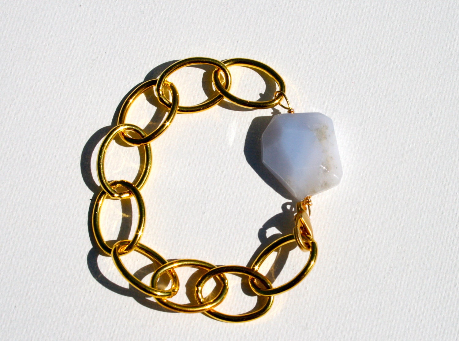 Lilac Bracelet- gold chain and lilac stone, 7.5"