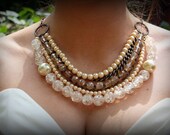 Statement Necklace-Vintage Wedding-Bib Necklace-Pearl Necklace-Wedding Necklace-Beaded Necklace-Jewelry Gift-Ivory-Dream Day Designs