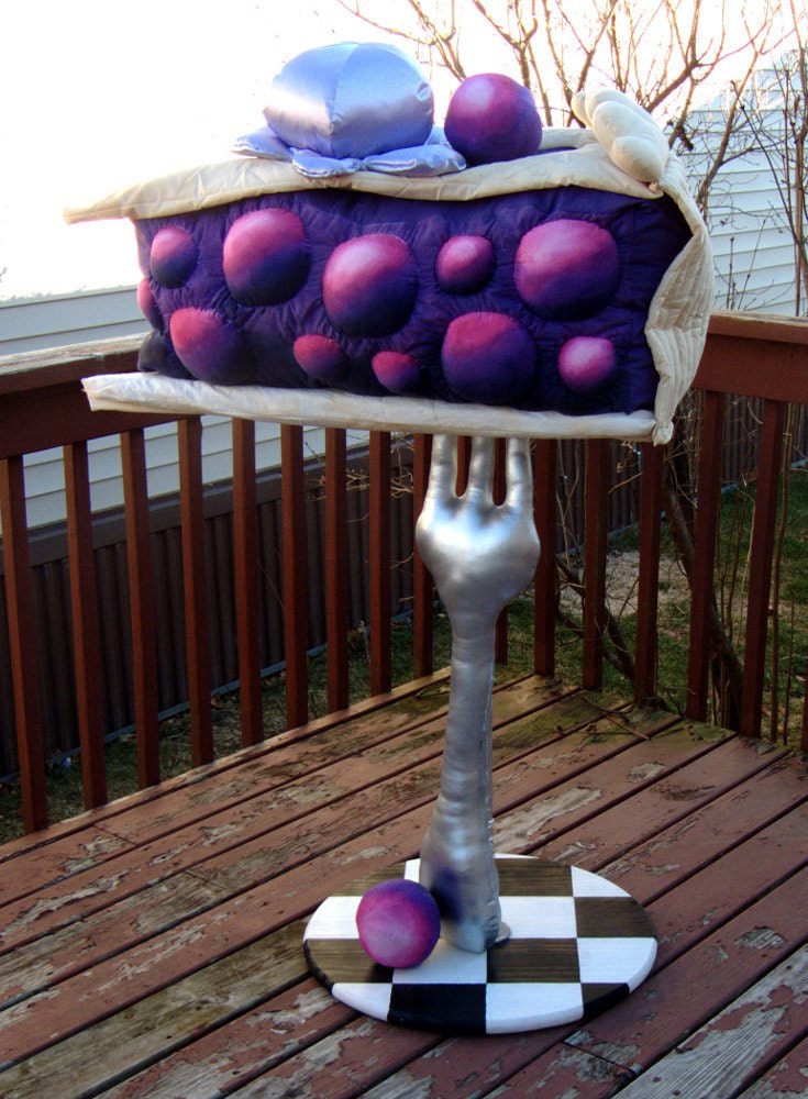 Giant Soft Sculpture blueberry pie on fork