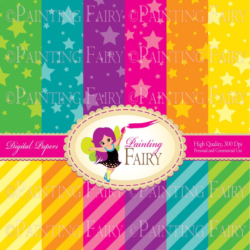 12 Digital Papers Rainbow Backgrounds Colorful Paper Pack Vivid Digital Scrapbook Kit DIY layout images Personal & Commercial Use pf00024-1