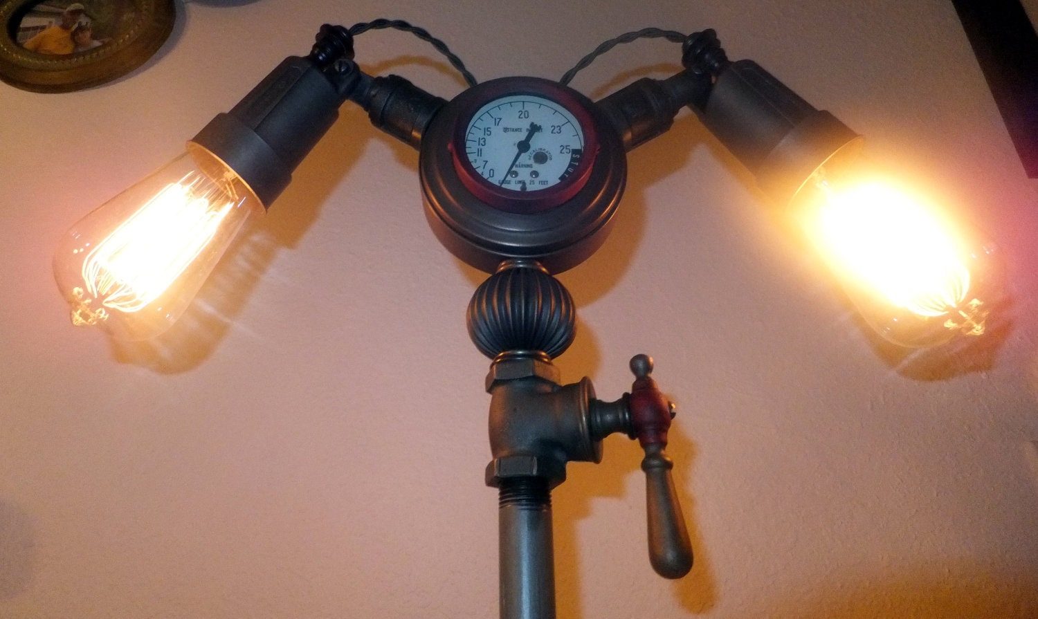 Steampunk floor lamp vintage industrial light fixture Machine age Steam Punk