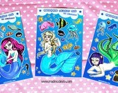 Mermaid sticker sheet set - 3 designs