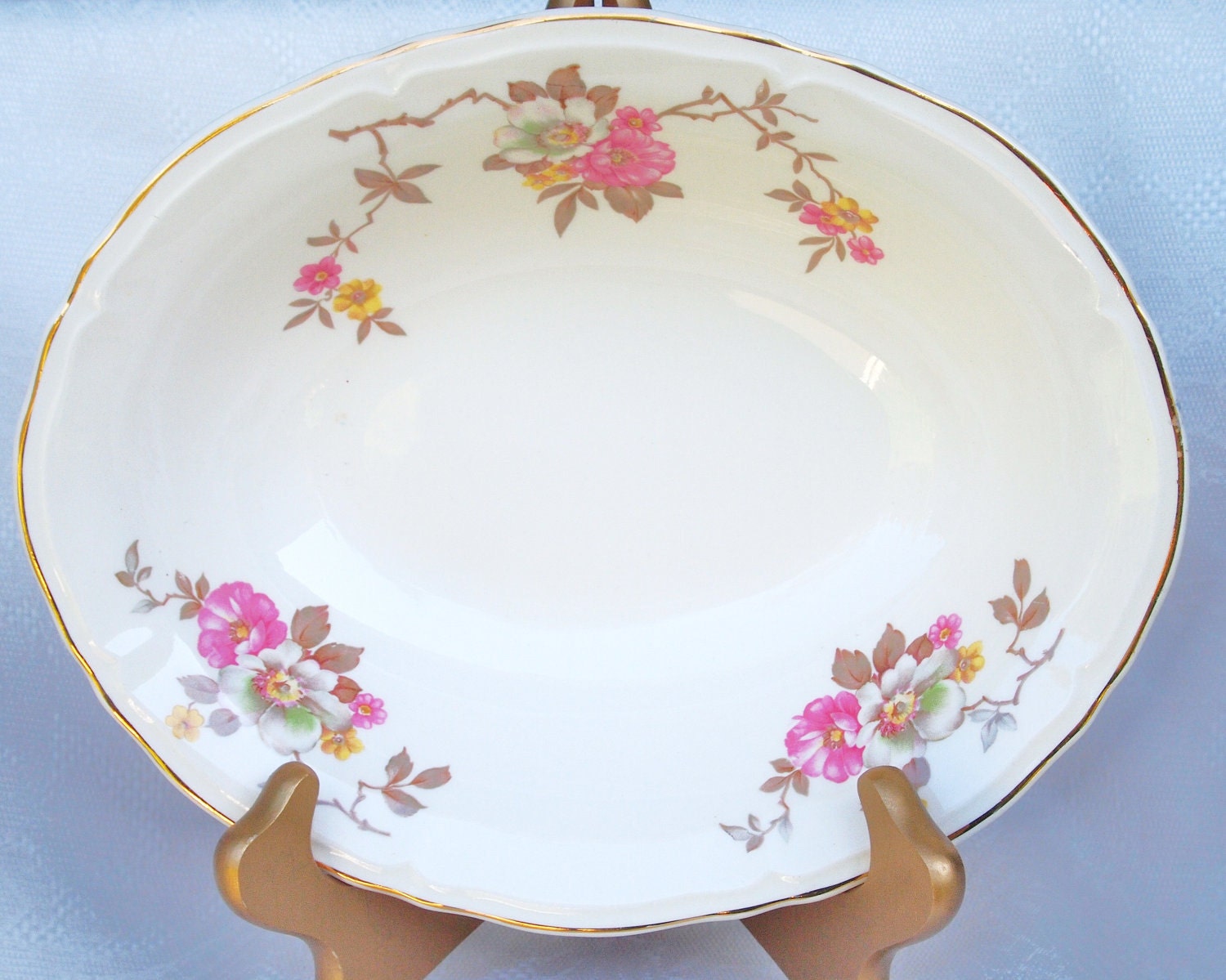 Vintage Knowles Beautiful Floral Serving Bowls - Set of 2 - Circa 1949
