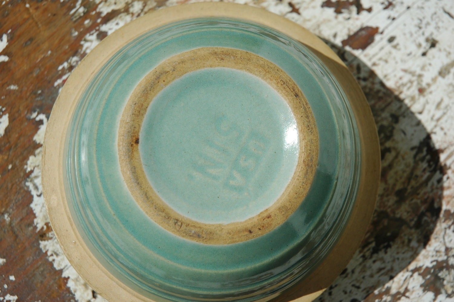 Reserved for Hailey, Treasury List, Yellowware Bowl, Robin's Egg blue color, 5 IN., thick-banded.
