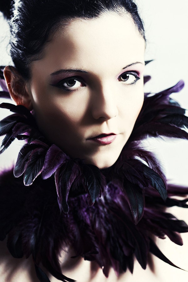 Purple Feather choker collar Gothic Burlesque Drag