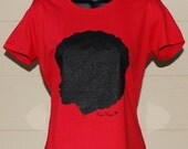 Natural Hair Afro Silhouette Red Tshirt