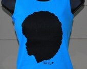 Teal Natural Hair Shirt- Afro Silhouette