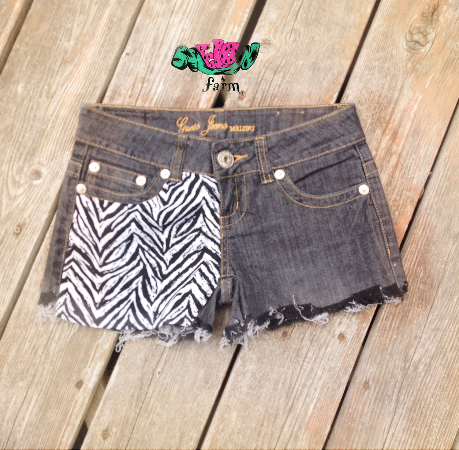 Frayed Zebra Print Low Rise Shorts