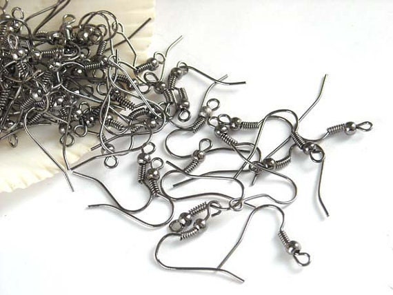 100 Pieces Gunmetal Ear Wires