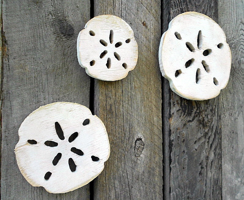 THREE Cut-out Wooden SAND DOLLARS-Silhouette