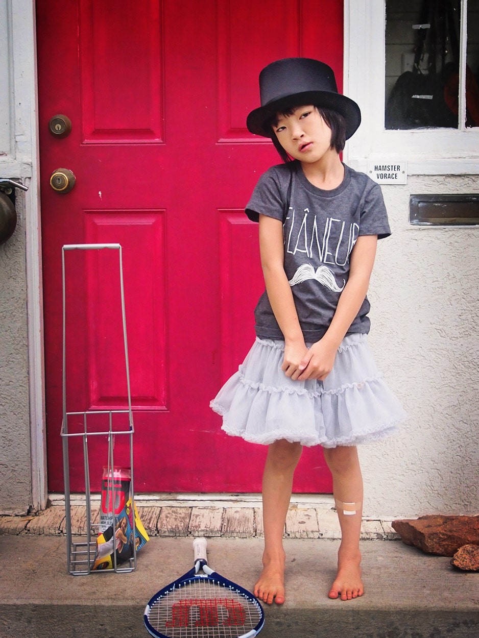 Girls or boys limited edition Flaneur mustache tee shirt 10/12 Y