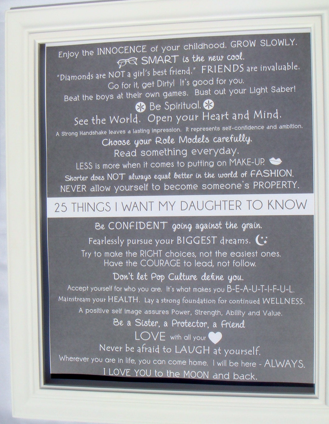 Mommy OM art prints. Kids Wall Art. 25 things i want my daughter to know 11x14 PRINT