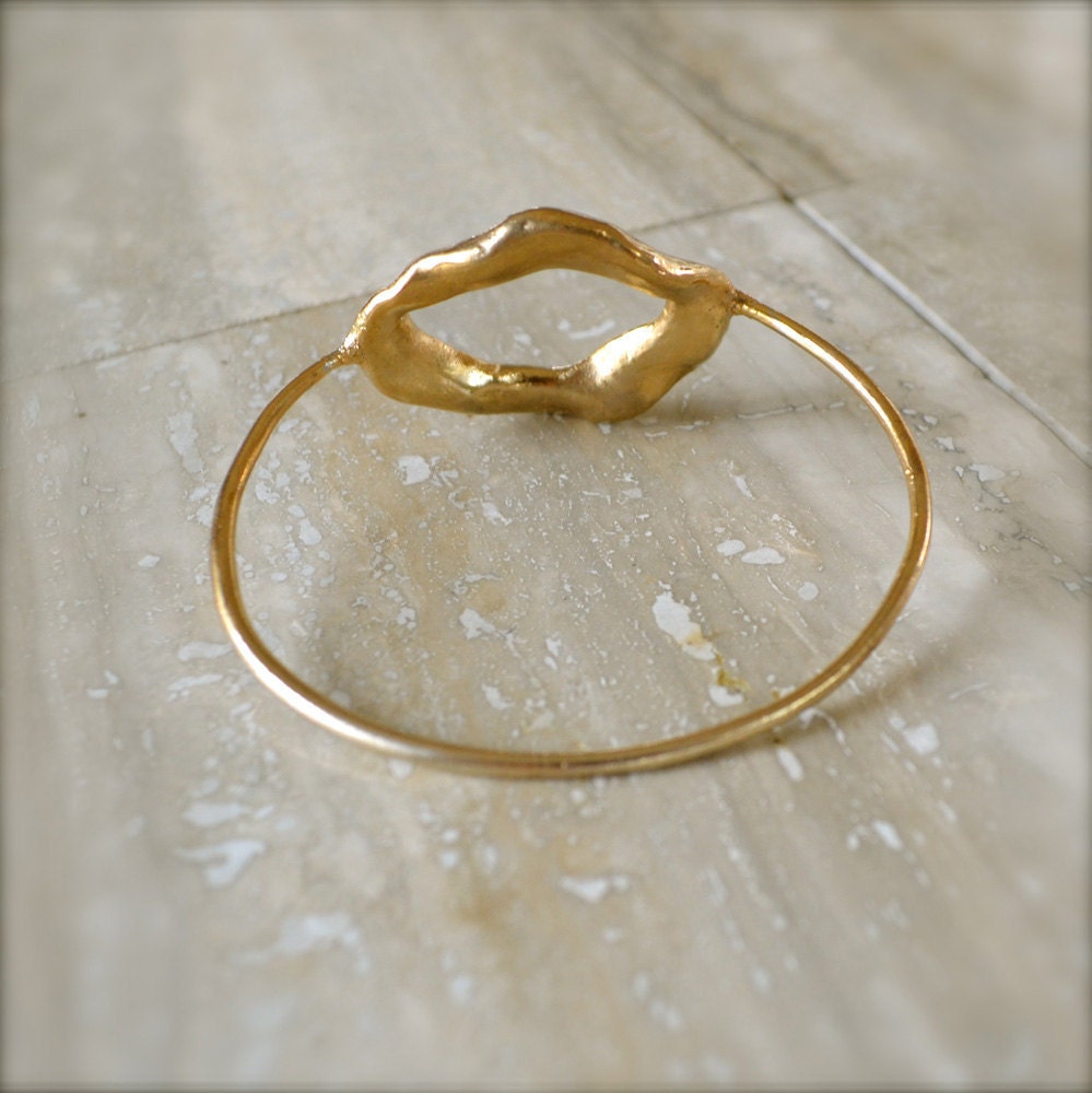 Gold Bangle With Large Ring