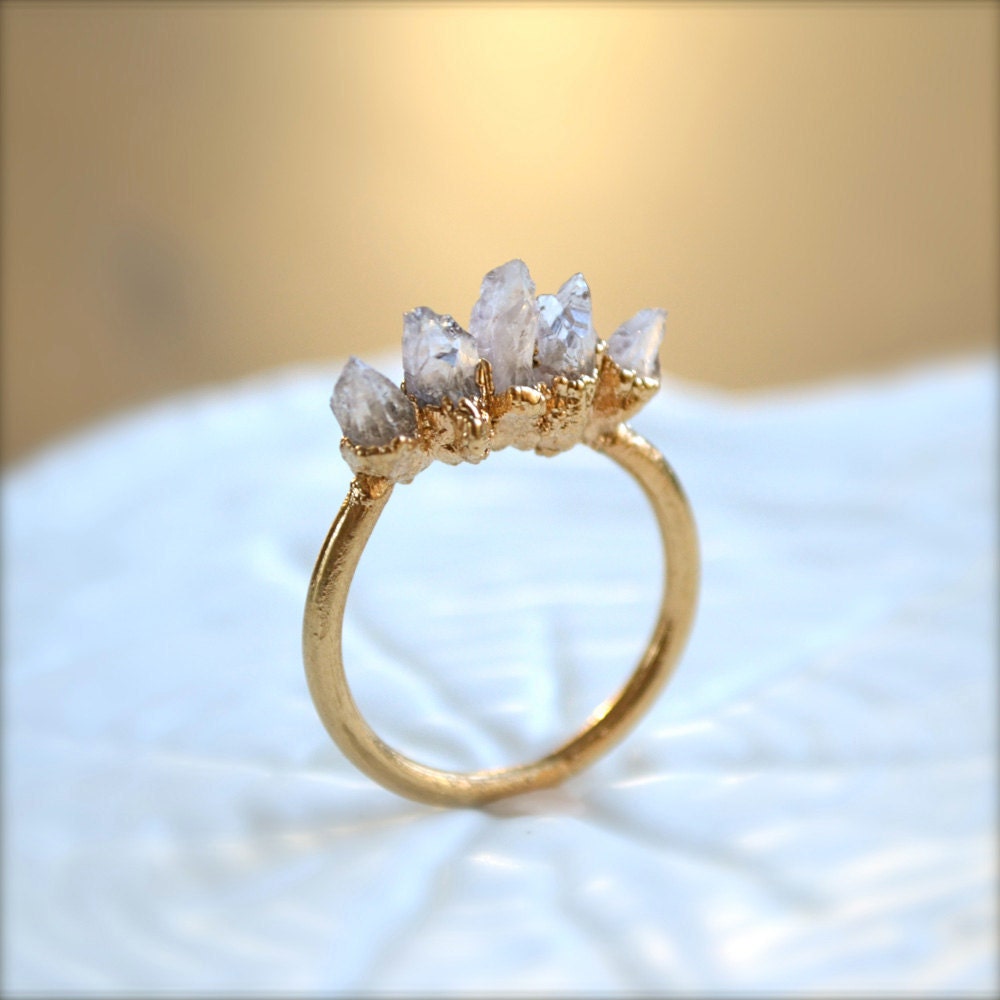 Amethyst Spike Gold Ring