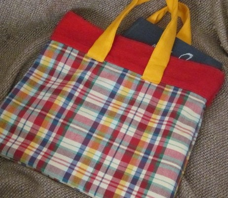 BOOK/SNACK TOTE Bag Lined Primary Colors Plus