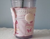 Large COZY  Cup CUFF  Pink CUPCAKES
