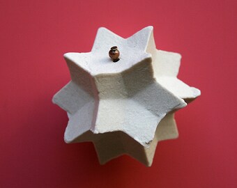 SALE. Little white star ornament. Porcelain hanging.