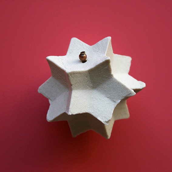 SALE. Little white star ornament. Porcelain hanging.