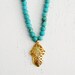 Filigree Hamsa necklace, turquoise necklace, gold necklace, hamsa hand, hamsa jewelry, gold hamsa pendant, chunky turquoise necklace