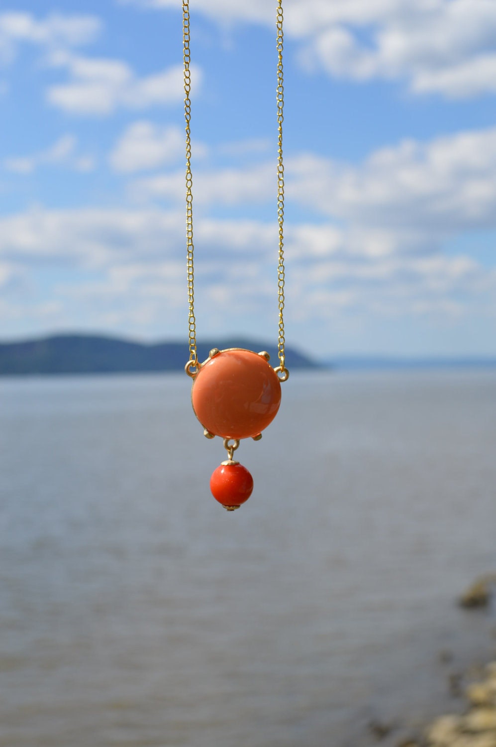 vintage coral beach necklace