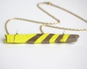 Driftwood  Necklace Bar Necklace Lemon Yellow Color Block Striped