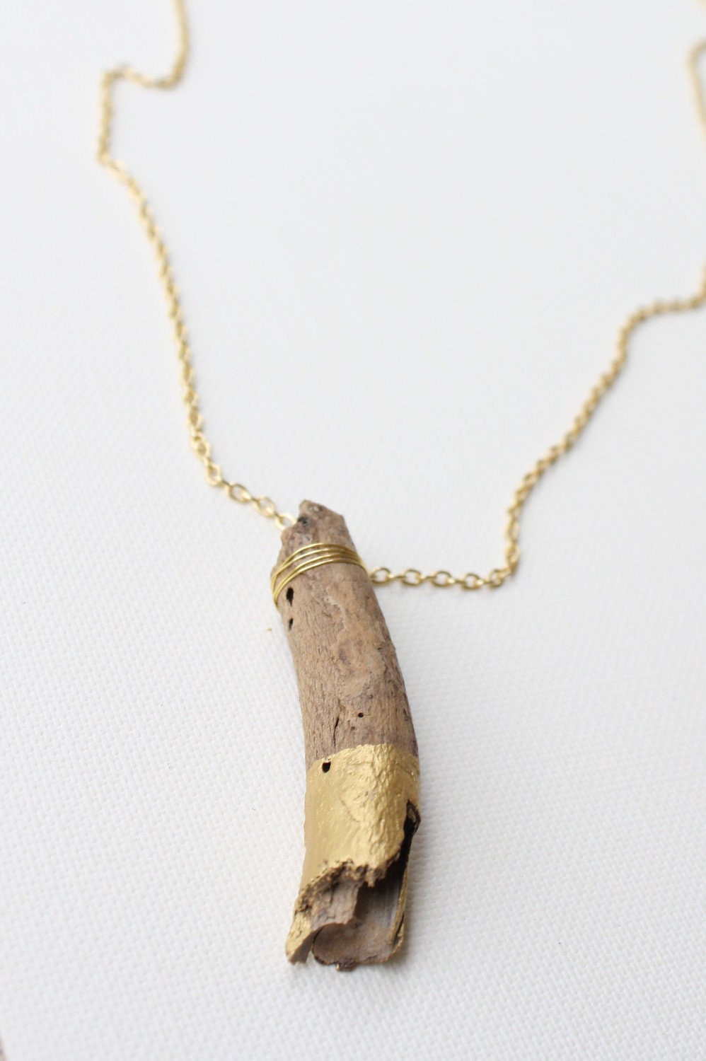 Driftwood Pendant Necklace in Gold Dipped Color Block