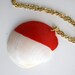 Sea Shell Necklace Pendant - Ruby Red Dipped Color Block