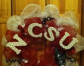 NC State Mesh Wreath