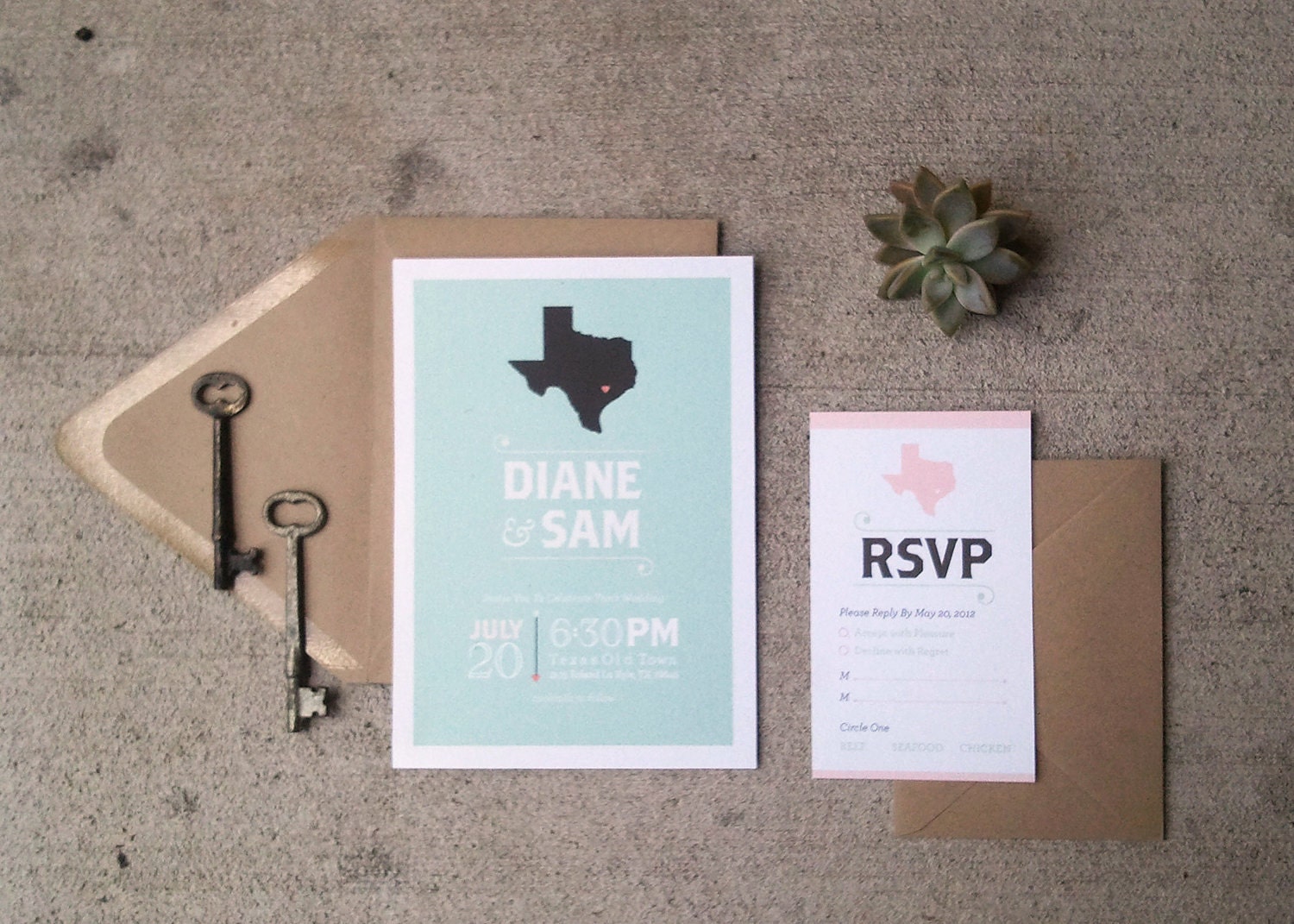 Printable Wedding Invitation and RSVP card - Texas Y'all
