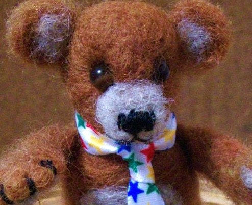 handmade mini wool teddy bear, copper, brown, OOAK, sheep, needle felted, lamb,primitive
