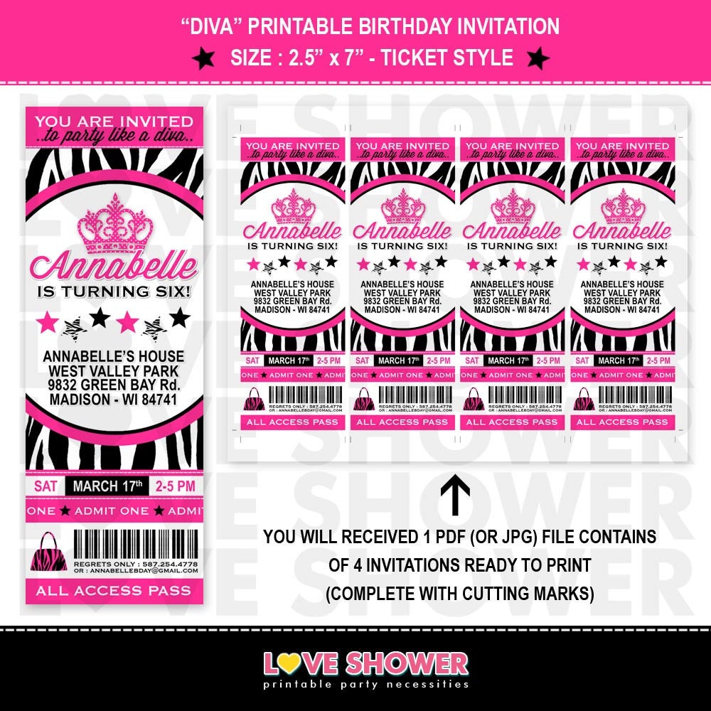ticket birthday invitations