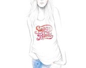 Pencil Watercolor fashion art Sugar Blues Girl A4