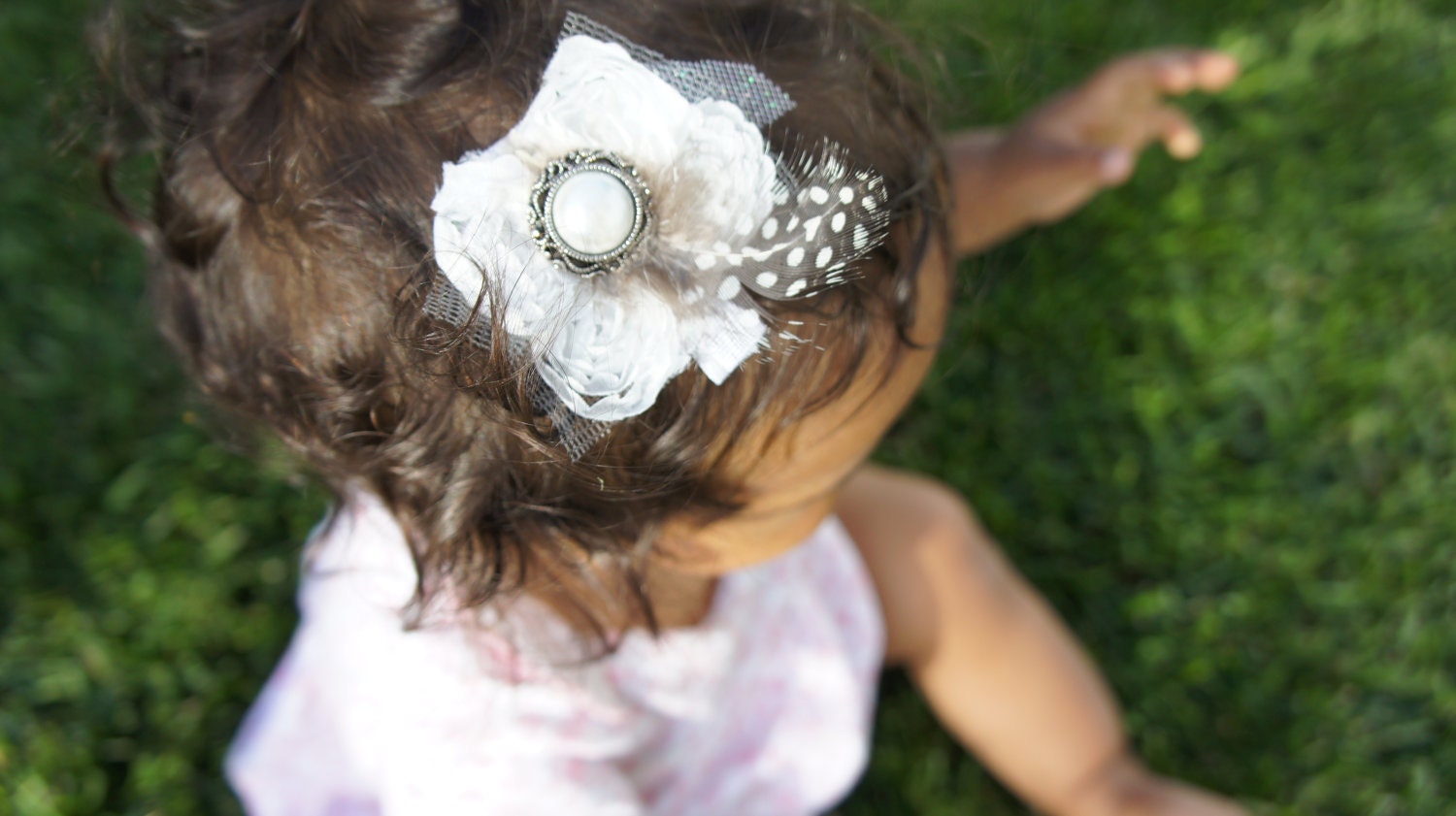 White Chiffon Flower Butterfly Headband /Hair Clip, Newborn Headband, Infant Headband, Baby Girl Headband / Hair Clip
