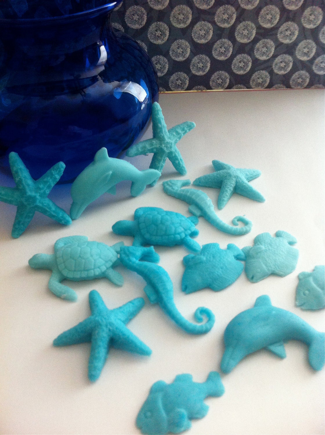 Nautical Fish, Fondant, gum paste, Cake Topper, Cupcake Topper, Birthday, Wedding, Baby Shower, Cake