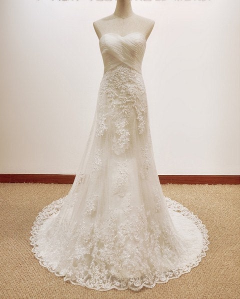 Custom make Vintage A LINE Lace Wedding Dress Bridal Gown Bridesmaid Dress Evening Prom Dress