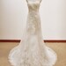 A-line Strapless Court Train satin And Lace Wedding Dress