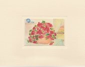 Geranium By Window-Ivory Note Card-Blank inside with a white envelope.