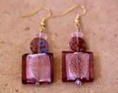 Pink Box-Square Beaded Earrings