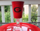 UGA logo red solo cup wine glass - perfect for tailgating