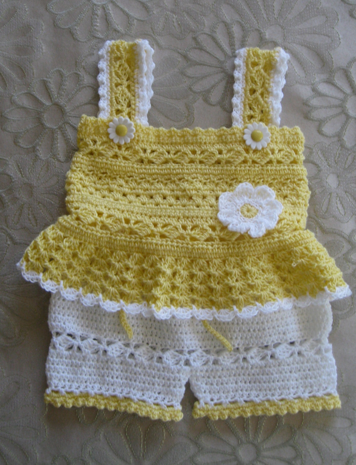 Crochet Pattern for Daisy Tank and Shorts Set, Baby Girl, PDF 12-023 INSTANT DOWNLOAD