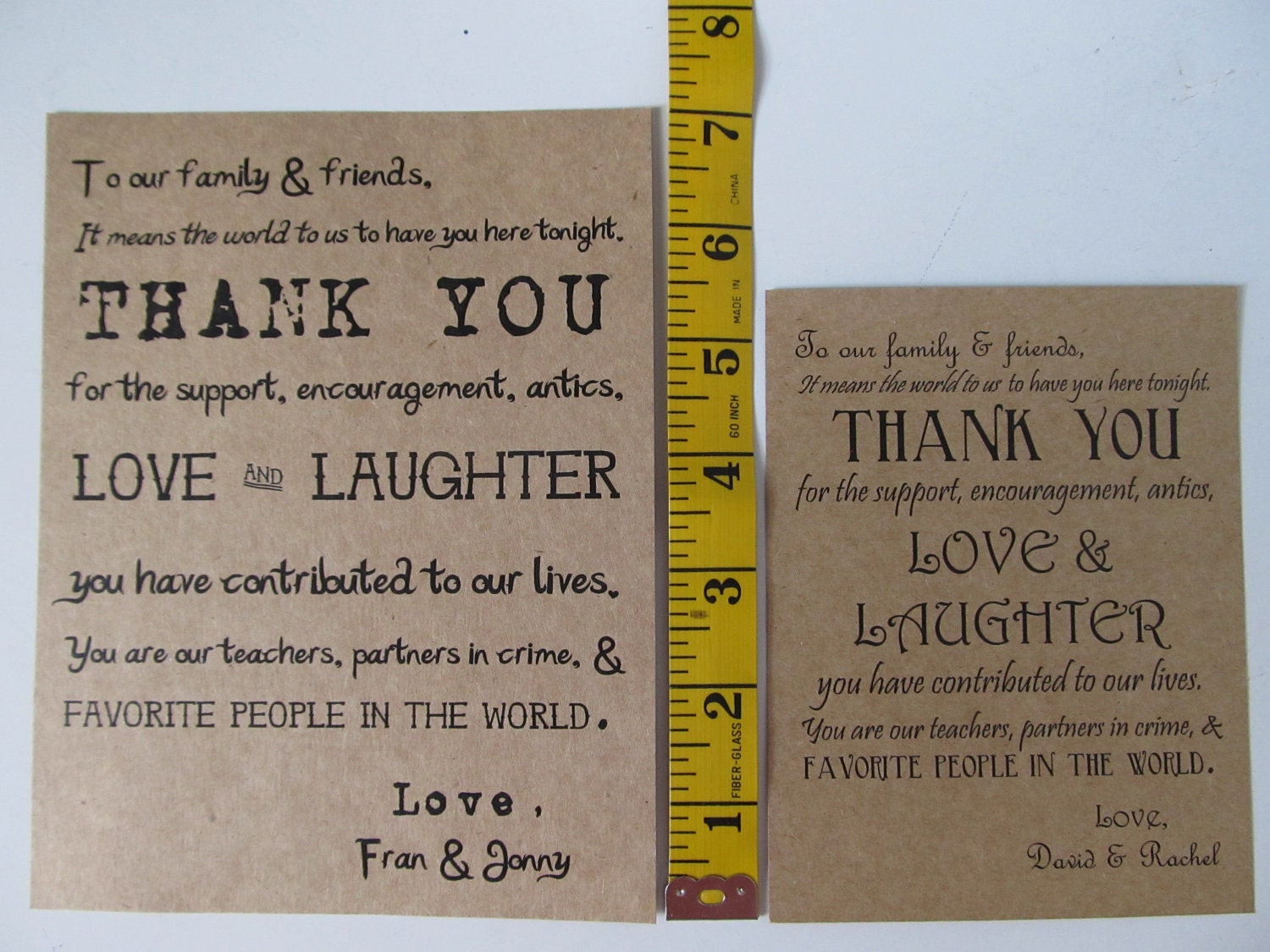 Wedding Thank You Card - guests' dinner plates or wedding favor