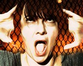 Portrait Photograph, Portraiture Scream, Horror, woman, Orange, Fire, Dark Art Photo, Fine Art Print